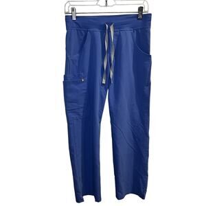 Figs Scrub Pants Womens XS Petite‎ Blue Technical Collection Drawstring Pockets